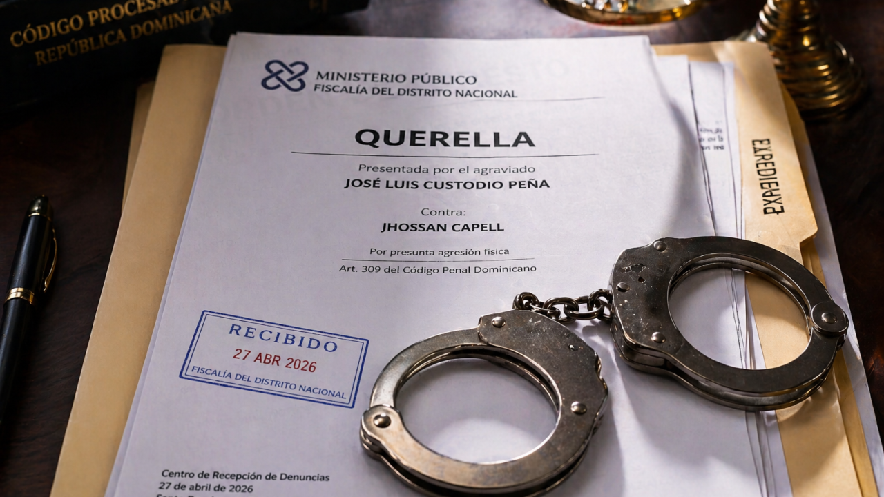 José Luis Custodio Peña formaliza querella contra Jhossan Capell por agresión física ocurrida en el Palacio de Justicia de Ciudad Nueva